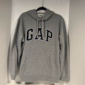 GAP grey hoodie with navy blue print.